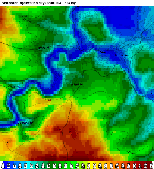 Birlenbach elevation map