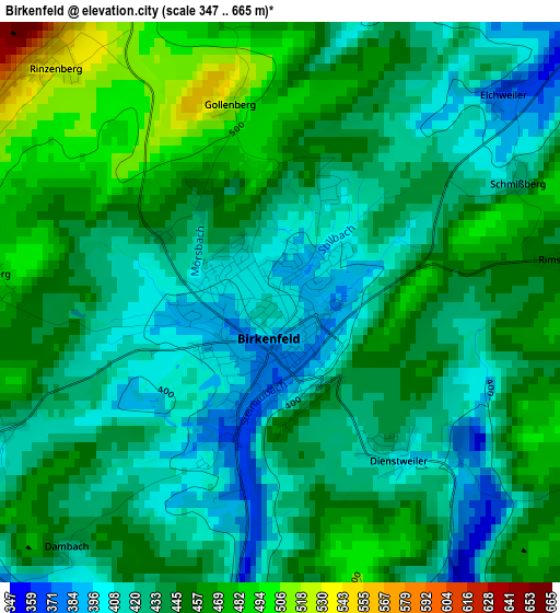 Birkenfeld elevation map