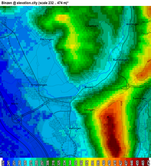 Binzen elevation map