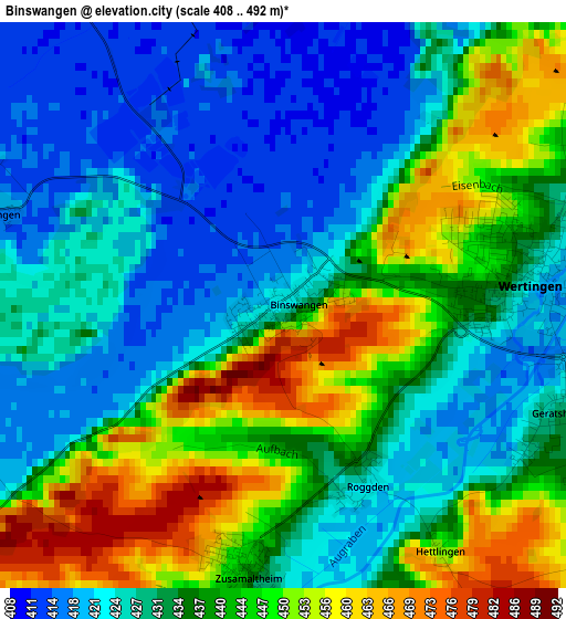 Binswangen elevation map