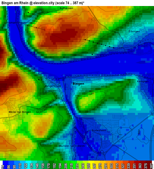 Bingen am Rhein elevation map