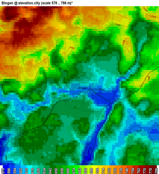 Bingen elevation map