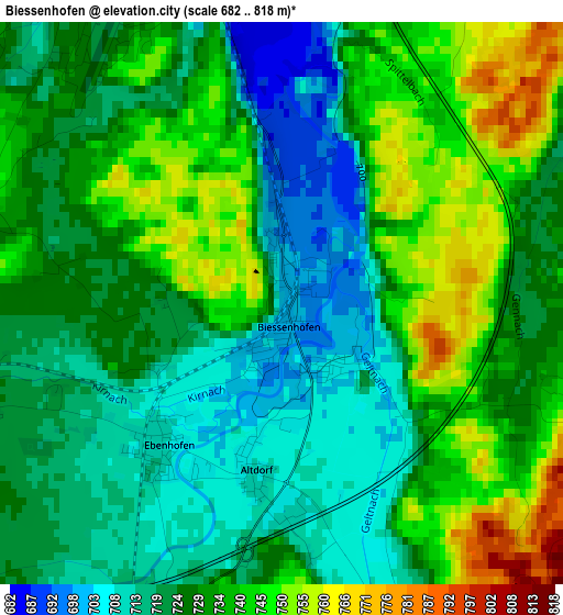 Biessenhofen elevation map