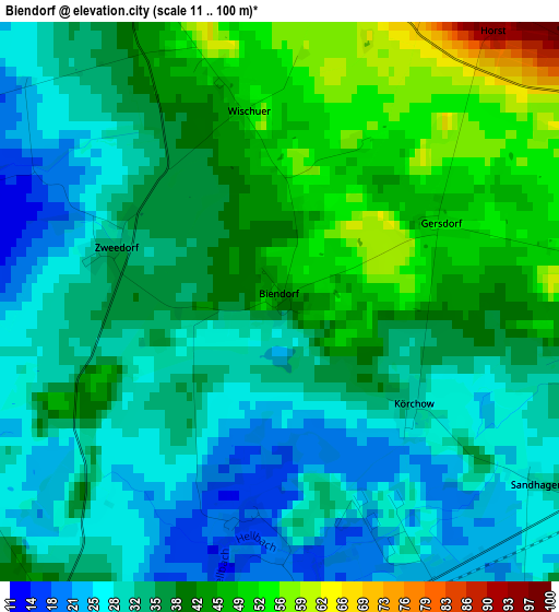 Biendorf elevation map