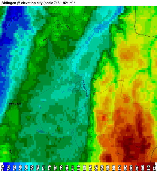 Bidingen elevation map