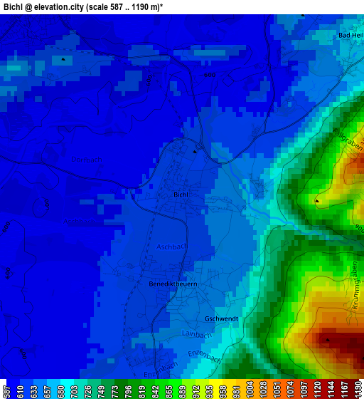 Bichl elevation map