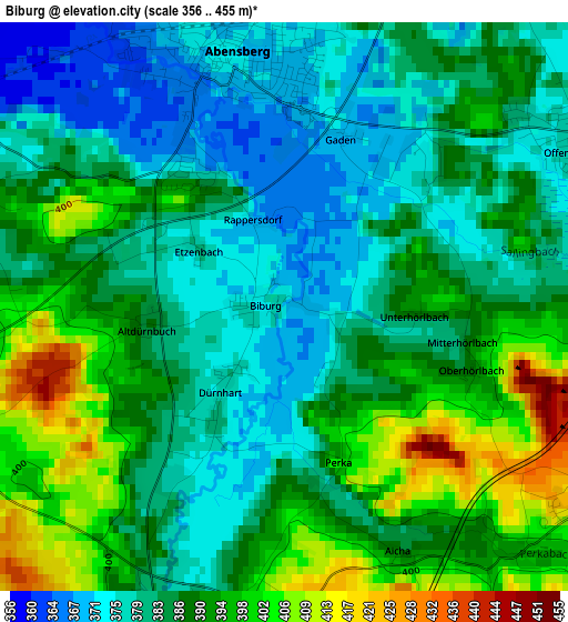 Biburg elevation map