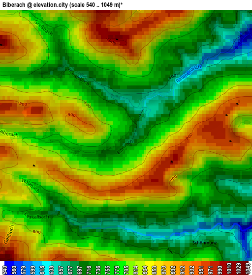 Biberach elevation map