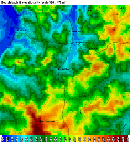 Beutelsbach elevation map