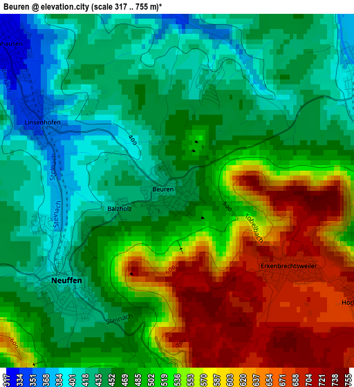 Beuren elevation map