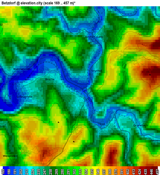 Betzdorf elevation map