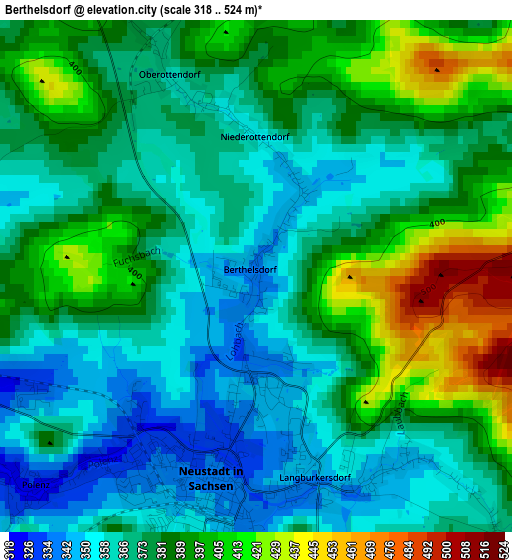 Berthelsdorf elevation map