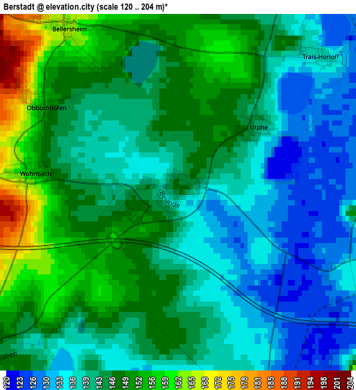 Berstadt elevation map