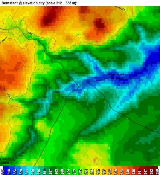 Bernstadt elevation map