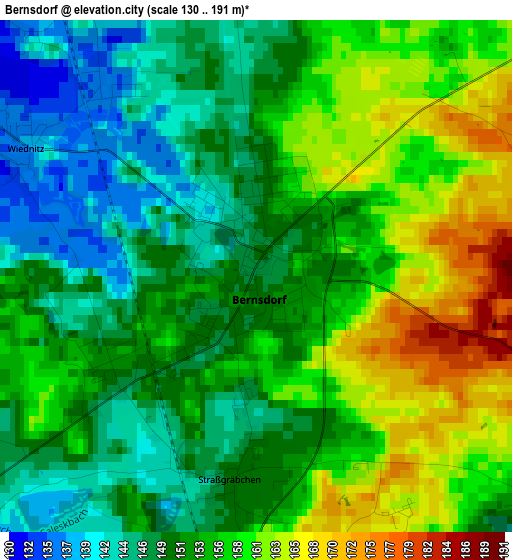 Bernsdorf elevation map