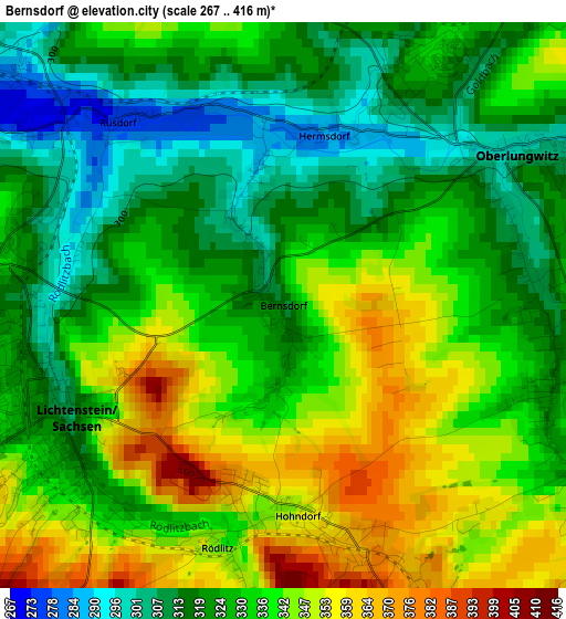 Bernsdorf elevation map