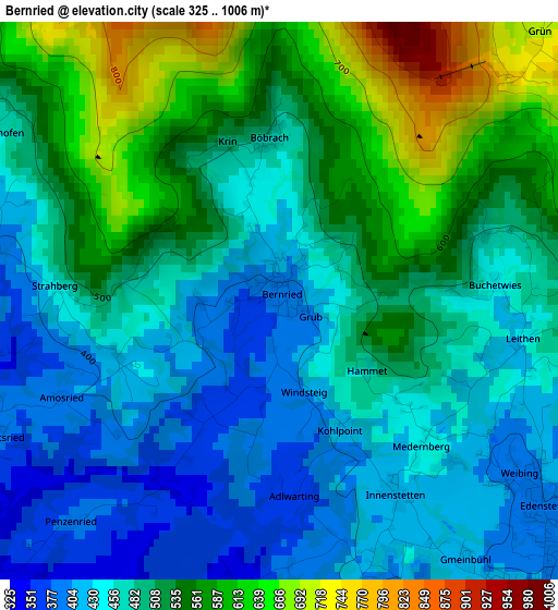 Bernried elevation map