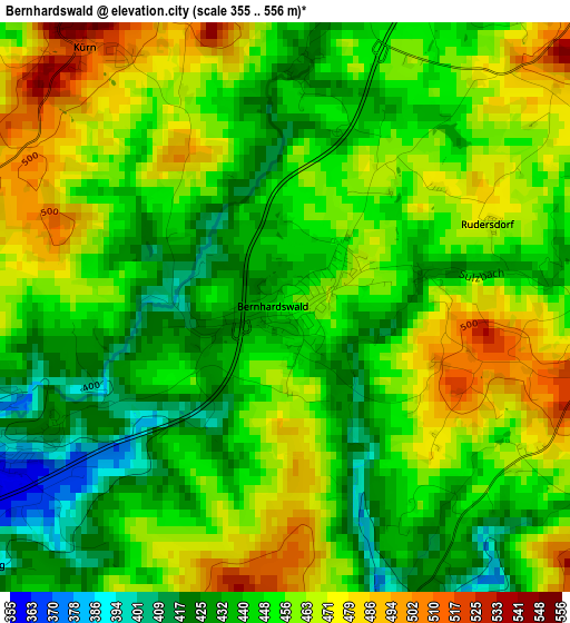 Bernhardswald elevation map