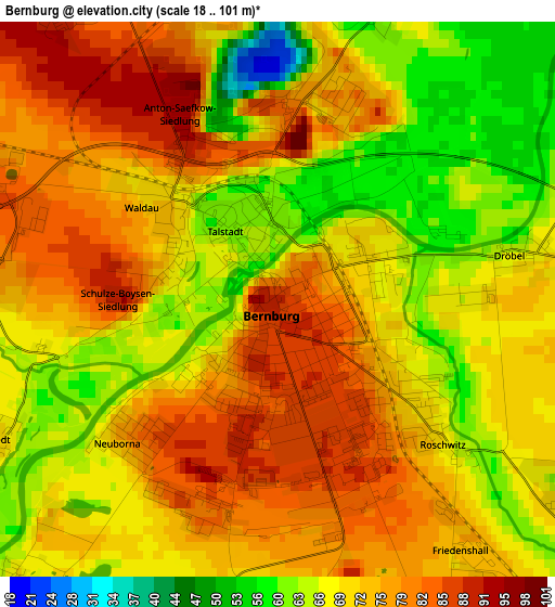 Bernburg elevation map