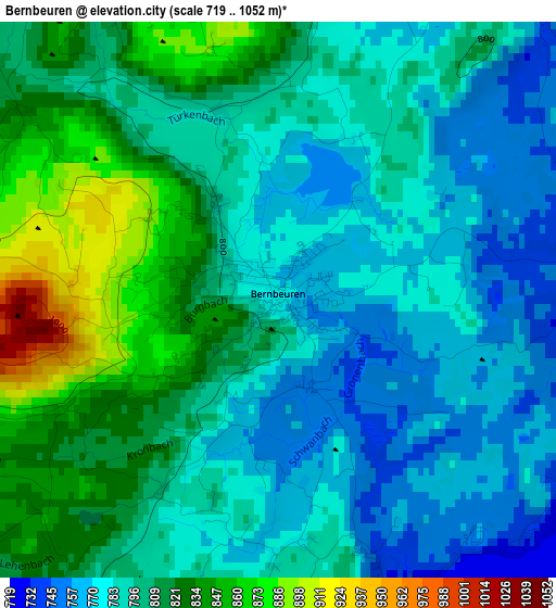 Bernbeuren elevation map