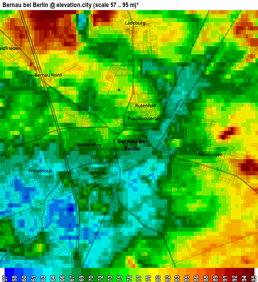 Bernau bei Berlin elevation map