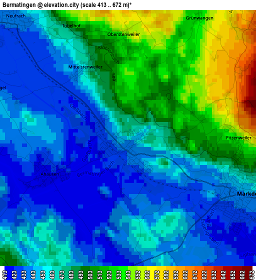 Bermatingen elevation map