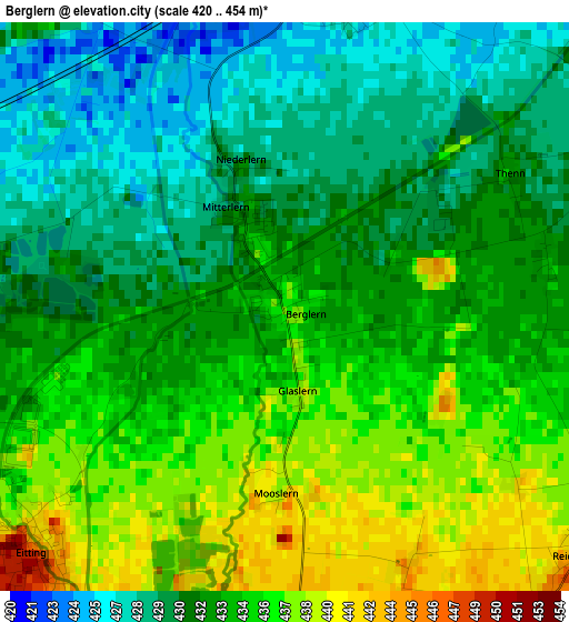 Berglern elevation map