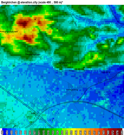 Bergkirchen elevation map