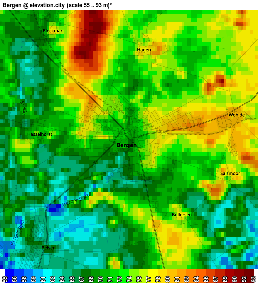 Bergen elevation map