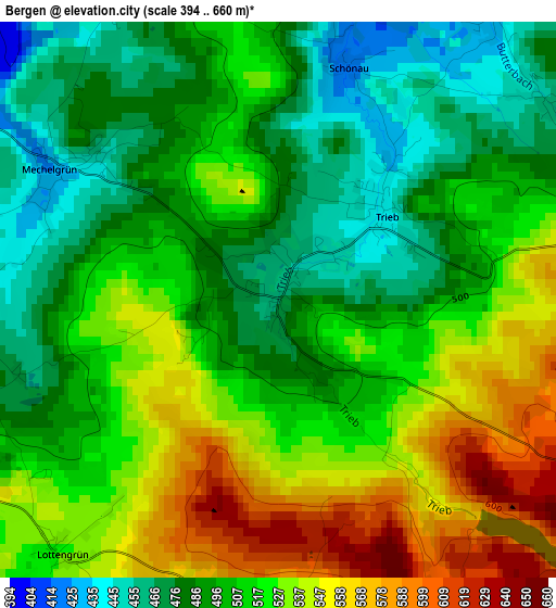 Bergen elevation map