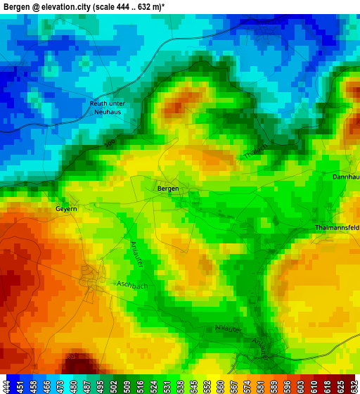 Bergen elevation map