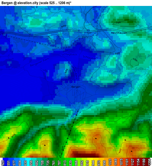 Bergen elevation map