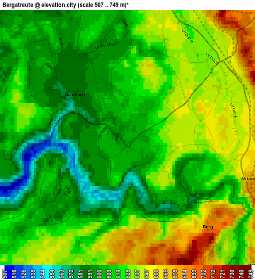 Bergatreute elevation map