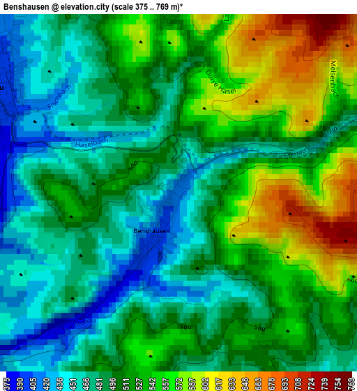 Benshausen elevation map