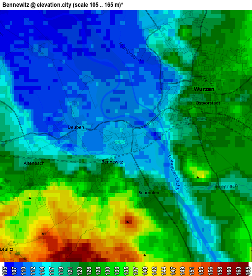 Bennewitz elevation map