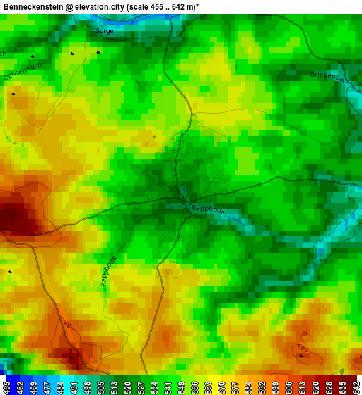 Benneckenstein elevation map