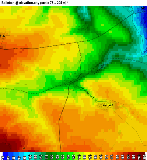 Belleben elevation map