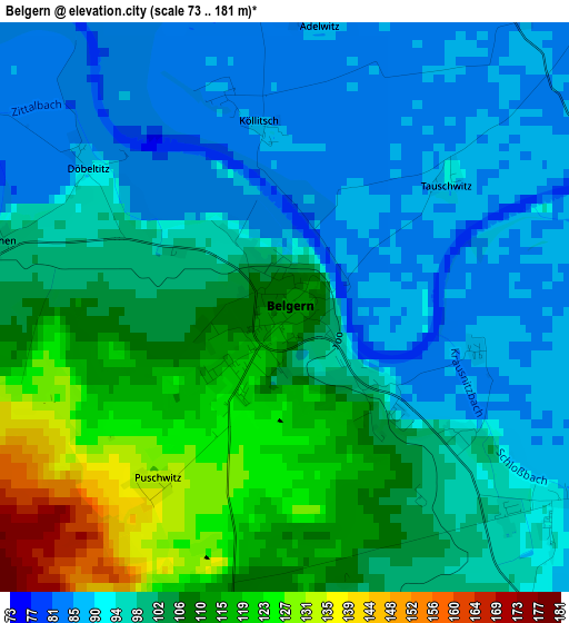 Belgern elevation map