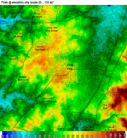 Tirah elevation map