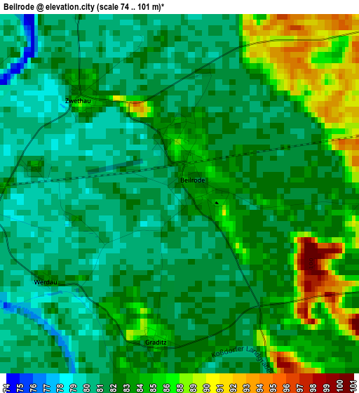 Beilrode elevation map