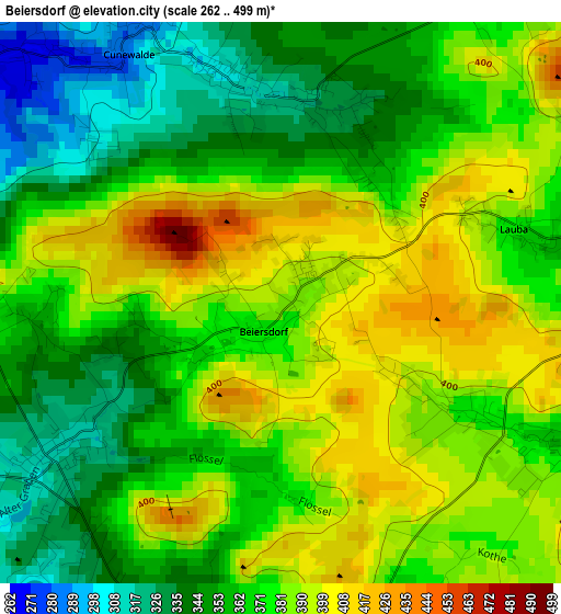 Beiersdorf elevation map