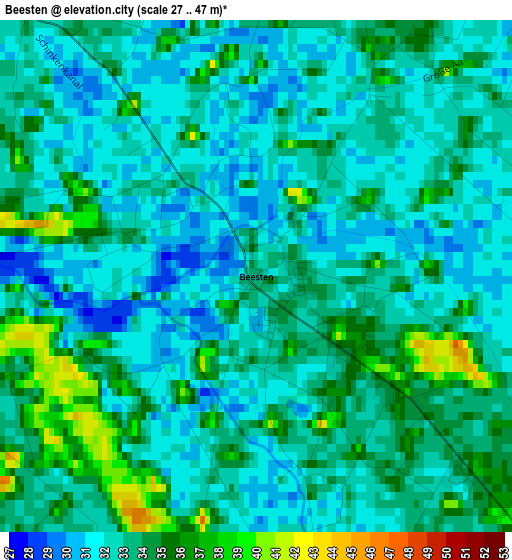 Beesten elevation map