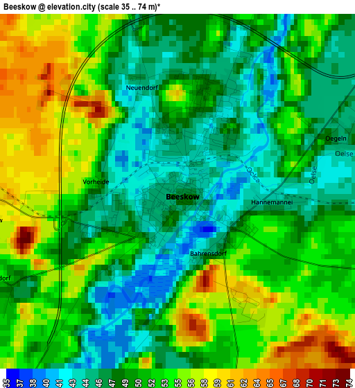 Beeskow elevation map