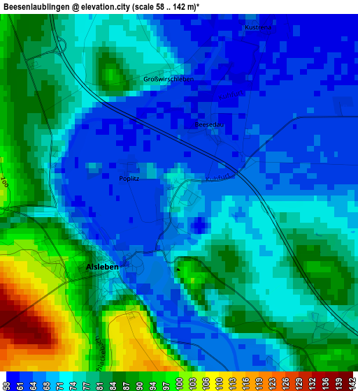 Beesenlaublingen elevation map