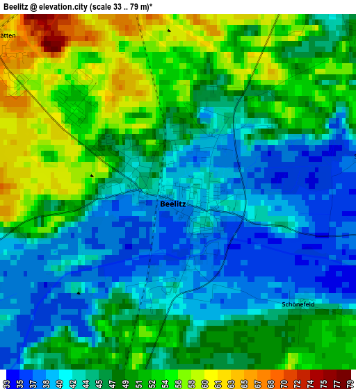 Beelitz elevation map