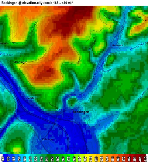 Beckingen elevation map