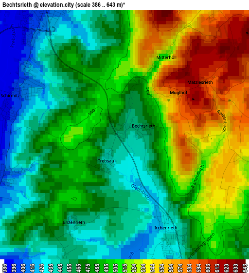 Bechtsrieth elevation map