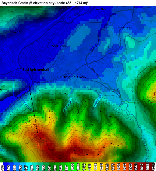 Bayerisch Gmain elevation map