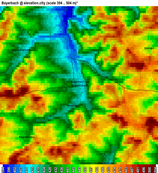 Bayerbach elevation map