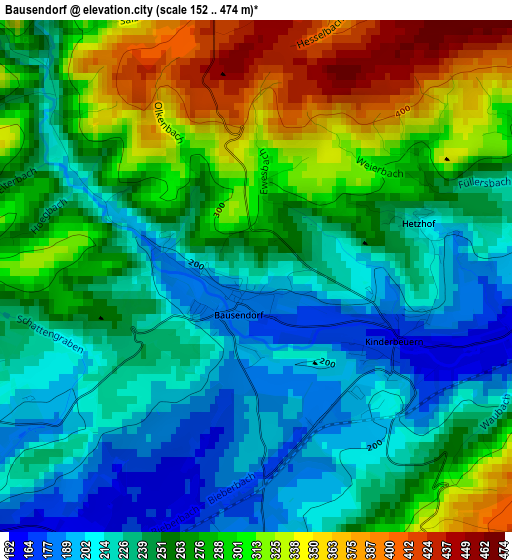 Bausendorf elevation map